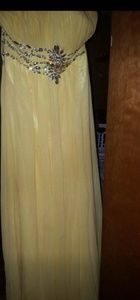 Yellow strapless dress